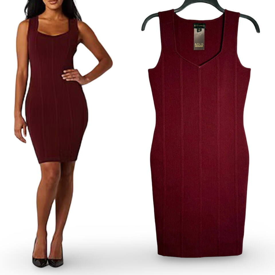 Bold Elements Sleeveless Bodycon Knit Dress Womens S Burgundy Wine Stretch NWT eBay Poshmark Depop