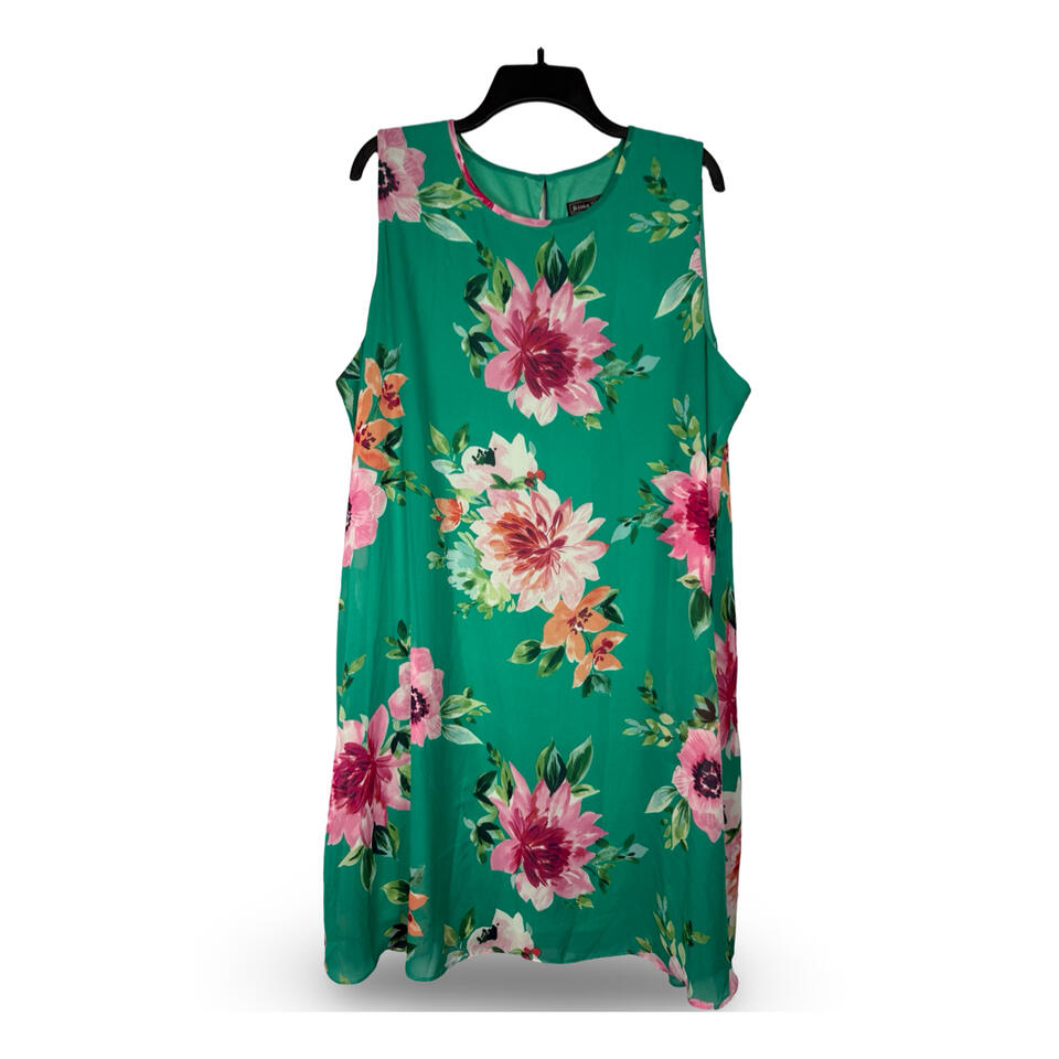 Jessica Howard Floral Chiffon Shift Dress Womens 20W Green Sleeveless Lined Midi eBay Poshmark Mercari